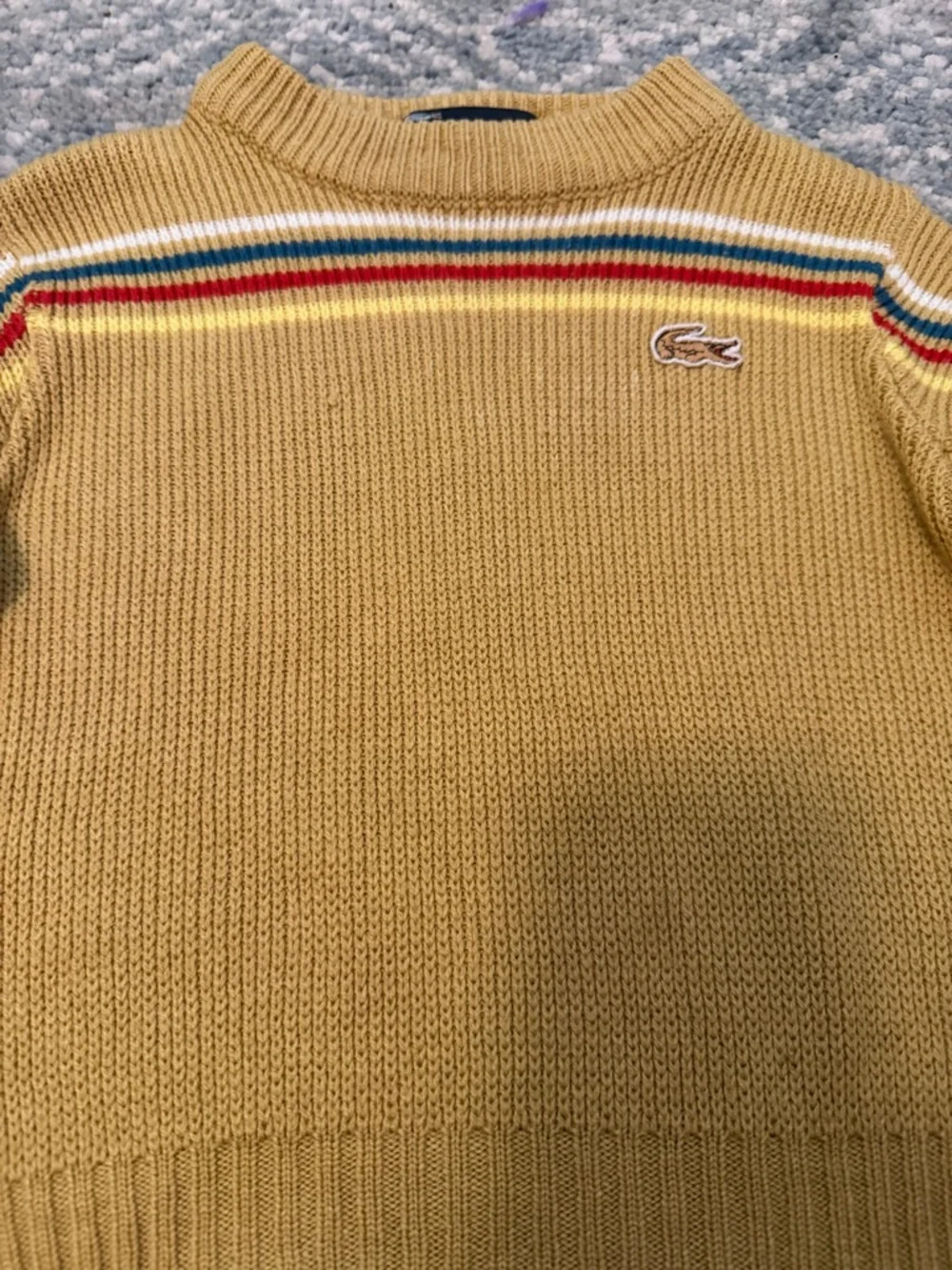 Lacoste Kid’s Mustard Stripe Crewneck Sweater - Picture 4 of 8